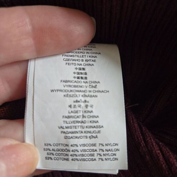 MICHAEL Michael Kors Fringe Cowl Neck oversized Poncho Large burgundy casual - Picture 9 of 10